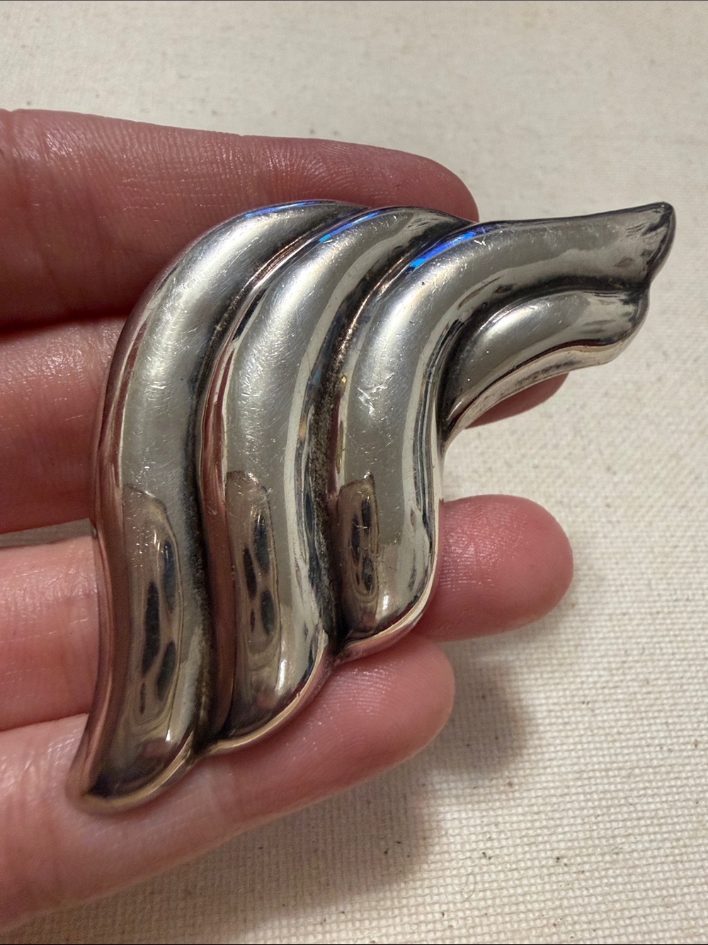 Sterling silver 925 Mexico Curved waves Pendant/ Brooch Pin